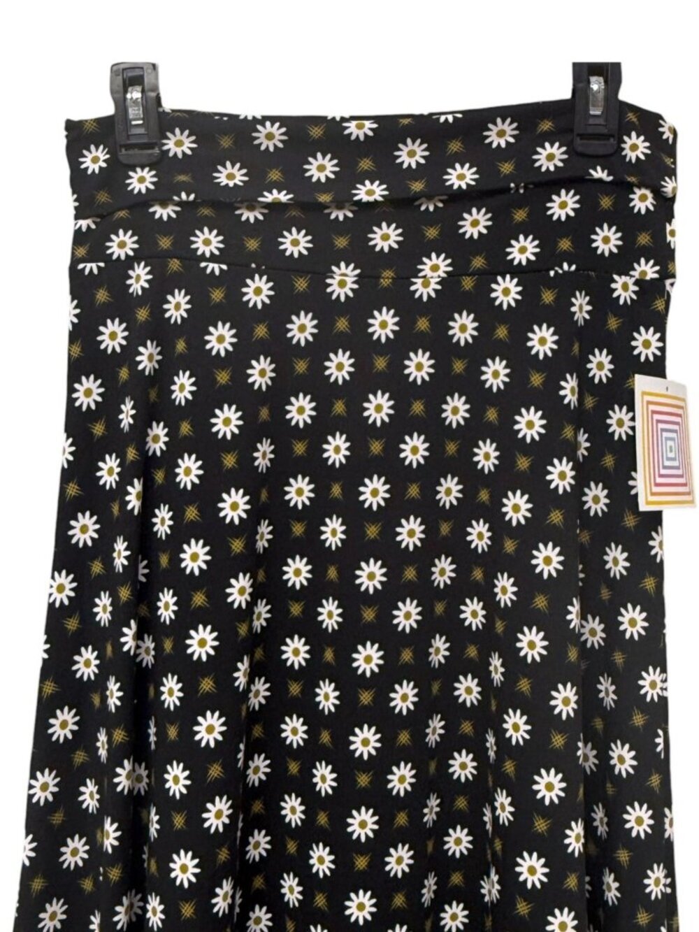 LULAROE Maxi Skirt Black Daisy Print Size Small Stretch Pull On Womens NWT - Picture 2 of 9
